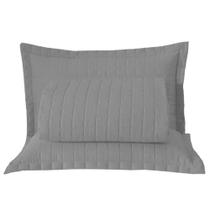 Kit Cobre Leito Colcha Monaco Queen Dupla Face 3 Peças Cinza