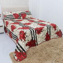 Kit Cobre Leito Colcha Para Cama Casal Queen 3 Pçs Com Viés