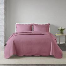 Kit Cobre Leito Colcha Para Cama Queen 3 Peças Boutis Dupla Face Em Percal Macio Com Porta Travesseiros