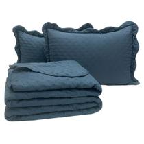 Kit Cobre Leito Colcha Perone Casal Padrão Dupla Face Toque De Pluma Micro Percal 300 Fios 3 Peças - Azul Marinho Kit Cobre Leito Colcha Perone Casal Padrão Dupla Face Toque De Pluma Micro Percal 300 Fios 3 Peças - Azul Marinho