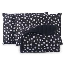 Kit Cobre Leito Colcha Polly Solteiro 2 Peças Malha 100% Algodão Estampa Bolinhas - Preto