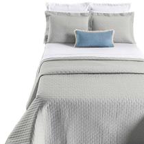 Kit Cobre Leito Colcha Quality Casal 3 Peças Percale 200 Fios Bordado - Cinza - 80% Algodão/ 20% Poliéster