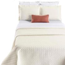 Kit Cobre Leito Colcha Quality Casal 3 Peças Percale 200 Fios Bordado - Palha