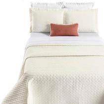 Kit Cobre Leito Colcha Quality Queen 3 Peças Percale 200 Fios Bordado - Palha - 80% Algodão/ 20% Poliéster