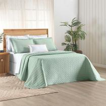 Kit Cobre Leito Colcha Quality Queen 3 Peças Percale 200 Fios Bordado - Verde Menta