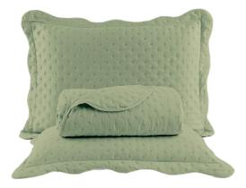 Kit Cobre Leito Colcha Queen 03Pç Balle Toque Macio Pistache