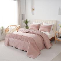 Kit Cobre Leito Colcha Queen 3 Pçs 300 Fios Babadinhos Dupla Face