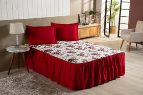 Kit Cobre Leito Colcha Queen 3 Peças Bella Vida Estampada Com Babado Kit Cobre Leito Colcha Queen 3 Peças Bella Vida Estampada Com Babado