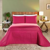 Kit Cobre Leito Colcha Queen 3 Peças Colors Dupla Face 200 Fios Matelassê