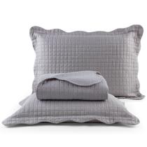 Kit Cobre Leito Colcha Queen 3 peças Dupla Face Percal 150 Fios Matelado Pastilhas