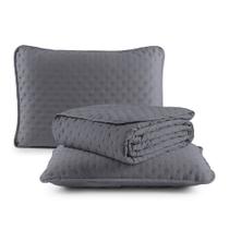 Kit Cobre Leito Colcha Queen 3 Peças Matelado Dots Dupla Face 300 Fios Com Porta Travesseiro