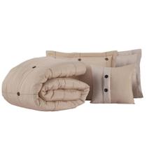 Kit Cobre Leito Colcha Queen Button 200 Fios Bordado 7 Peças Kit Cobre Leito Colcha Queen Button 200 Fios Bordado 7 Peças