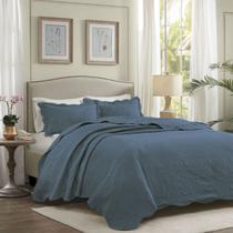 Kit Cobre Leito Colcha Queen Cama Box 3 Peças Boutis Dupla Face 200 Fios Macio Com Porta Travesseiros