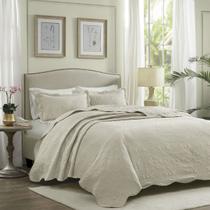 Kit Cobre Leito Colcha Queen Cama Box 3 Peças Boutis Dupla Face 200 Fios Macio Com Porta Travesseiros