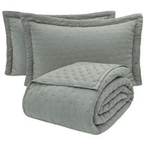 Kit Cobre Leito Colcha Ryviera King Dupla Face 3 Peças Cinza