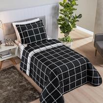 Kit Cobre Leito Colcha Solteiro 2 Peças Dupla Face 200 Fios Austin