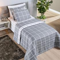 Kit Cobre Leito Colcha Solteiro 2 Peças Dupla Face 200 Fios Austin