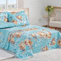 Kit Cobre Leito Colcha Solteiro 2 Peças Micropercal 200 Fios Dupla Face Naturale -Jasmine