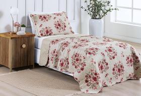 Kit Cobre Leito Colcha Solteiro 2Pç Dupla Face Aba Americana