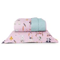 Kit Cobre Leito Colcha Solteiro Infantil Lutti Dupla Face 200 Fios 2 Peças Raposa Foxy Rosa