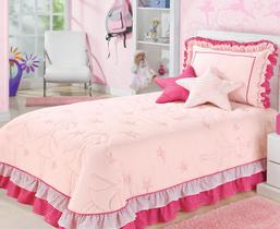 Kit Cobre Leito Colcha Solteiro Infantil Menina Bailarina 4 Peças Kit Cobre Leito Colcha Solteiro Infantil Menina Bailarina 4 Peças