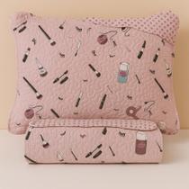 Kit Cobre leito Colcha Solteiro menino menina 2 Peças Infantil Estampado cama rosa azul verde