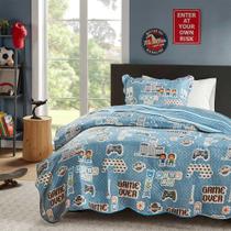 Kit Cobre leito Colcha Solteiro menino menina 2 Peças Infantil Estampado cama rosa azul verde