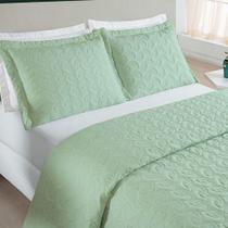 Kit Cobre Leito Colcha Tendência Casal 3 Peças Micropercal 200 Fios Bordado Premium - Verde