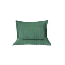 Kit Cobre Leito Colcha Unique Casal King 3 Peças Matelado Percal 300 Fios - Verde