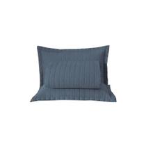 Kit Cobre Leito Colcha Unique Casal Padrão 3 Peças Matelado Percal 300 Fios - Azul