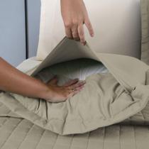 Kit Cobre Leito Colcha Unique Solteiro 2 Peças Matelado Percal 300 Fios - Cáqui