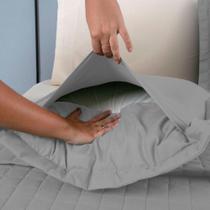 Kit Cobre Leito Colcha Unique Solteiro 2 Peças Matelado Percal 300 Fios - Cinza