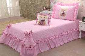 KIT Cobre Leito Colcha Ursinha Menina Infantil Solteiro 3 Peças ~ Rosa ou Lilás ~