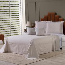 Kit Cobre Leito Colcha Usual Queen 5 Peças Tecido Rústico C/ Almofada - Avelã - 60% Algodão / 40% Poliéster