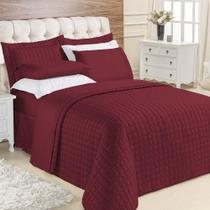 Kit Cobre Leito Colcha Veneza Queen 3 Peças Hipercal 180 Fios - Vinho