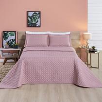 Kit Cobre Leito Colcha Vênus Casal Dupla Face Micropercal 200 Fios Liso 3 Peças - Rosê