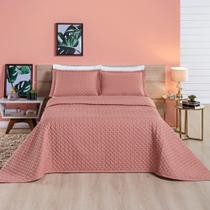 Kit Cobre Leito Colcha Vênus Casal Dupla Face Micropercal 200 Fios Liso 3 Peças - Rosê