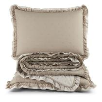 Kit Cobre Leito Colcha Vitta King Matelado c/ Babadinhos 200 Fios 3 Peças Bege Kit Cobre Leito Colcha Vitta King Matelado c/ Babadinhos 200 Fios 3 Peças Bege