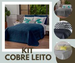 kit cobre leito com 7 peças casal moderno 240cm x 220cm acompanha refil almofada