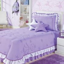 Kit Cobre Leito Com Almofadas Bailarina Solteiro 4 Peças na cor Lilás