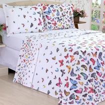 Kit Cobre Leito com Edredom Borboletas Percal 180 Fios Casal Queen - 7 peças - Deccoralle Kit Cobre Leito com Edredom Borboletas Percal 180 Fios Casal Queen - 7 peças - Deccoralle