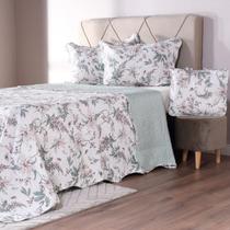 Kit Cobre Leito Com Porta Travesseiros Casal Dupla Face + Bolsa De Jardim - Bene Casa