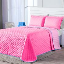 Kit Cobre Leito Dual Color Pink/Rosa Queen 03 Peças - Dupla Face Kit Cobre Leito Dual Color Pink/Rosa Queen 03 Peças - Dupla Face