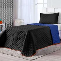 Kit Cobre Leito Dual Color Preto/Azul Marinho Solteiro 02 Peças - Dupla Face Kit Cobre Leito Dual Color Preto/Azul Marinho Solteiro 02 Peças - Dupla Face