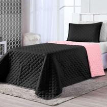 Kit Cobre Leito Dual Color Preto/Rosê Solteiro 02 Peças - Dupla Face