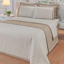 Kit Cobre Leito Dueto Avelã/Cacau Dupla Face Casal Queen 3 Peças - Bordados Ricardo Kit Cobre Leito Dueto Avelã/Cacau Dupla Face Casal Queen 3 Peças - Bordados Ricardo