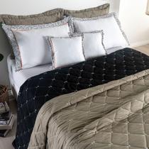 Kit Cobre Leito Dupla Face Bordado Renove - Hipercal 400 Fios - MR Enxovais