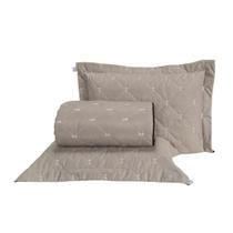 Kit Cobre Leito Dupla Face Casal Queen 3 Peças Bordado Essence Hipercal 400 Fios 100% Poliéster - Cáqui