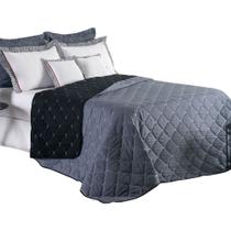 Kit Cobre Leito Dupla Face Casal Queen Bordado Renove 7 Peças Hipercal 400 Fios 100% Poliéster - cinza