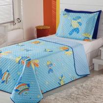 Kit Cobre Leito Dupla Face Infantil 2 Pecas - Oceano - qualidade superior